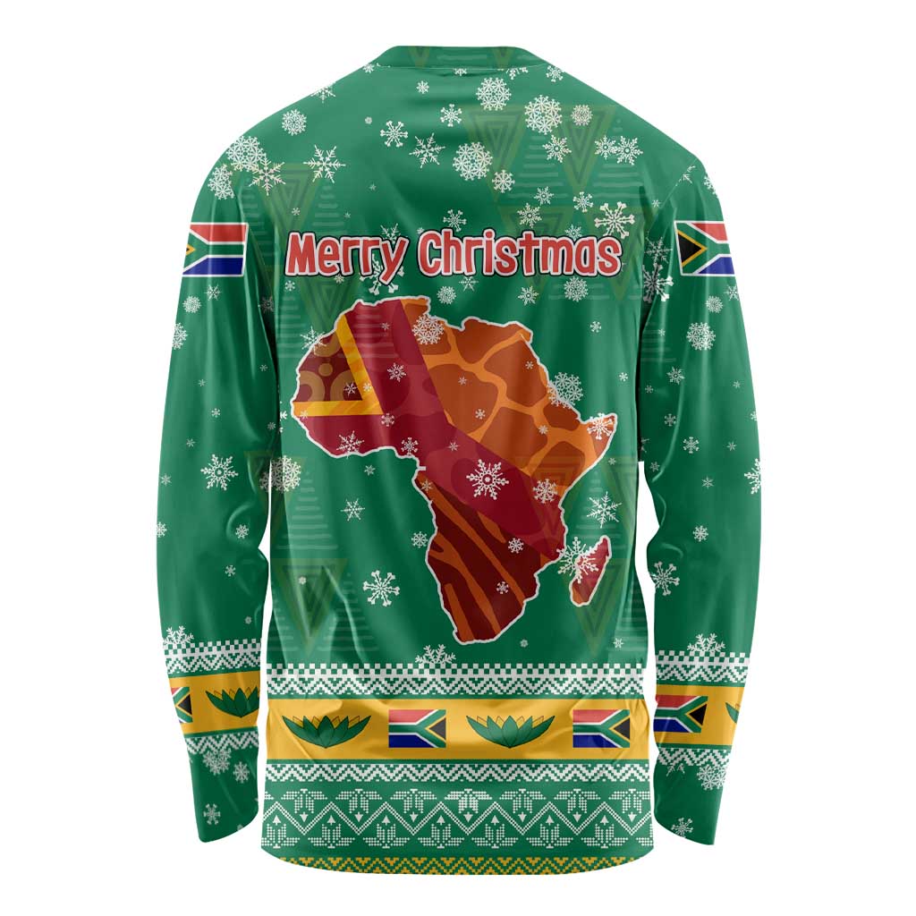 South Africa Christmas Long Sleeve Shirt Santa Reindeer and Africa Map - Wonder Print Shop