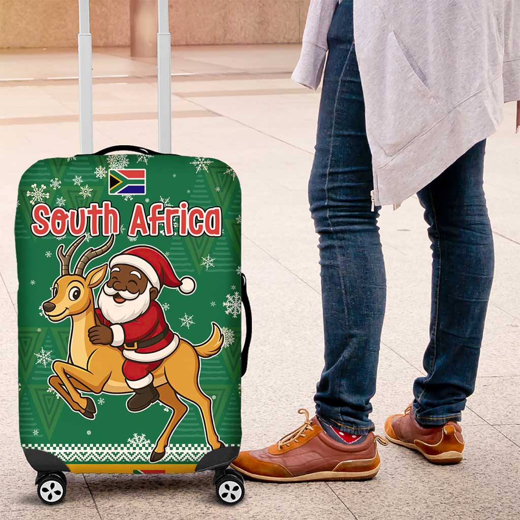 South Africa Christmas Luggage Cover Santa Reindeer and Africa Map - Wonder Print Shop