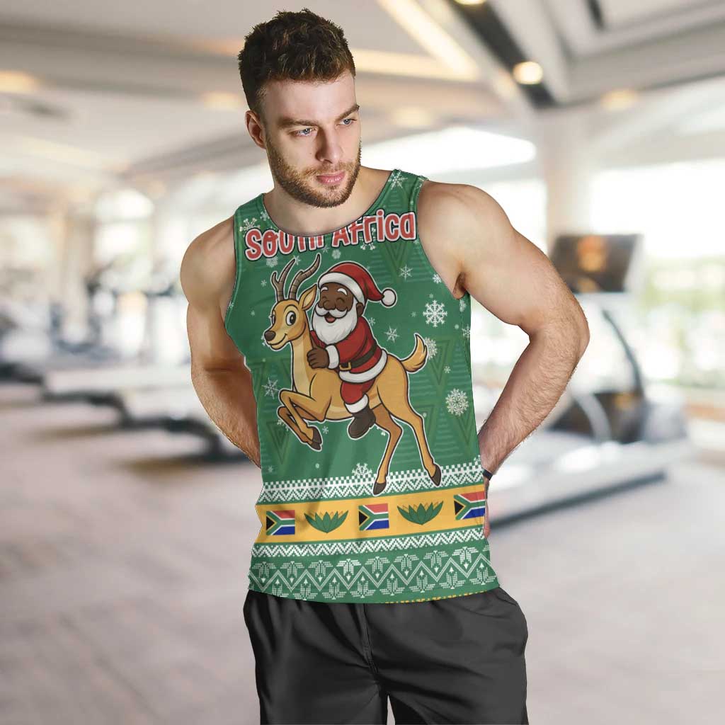 South Africa Christmas Men Tank Top Santa Reindeer and Africa Map - Wonder Print Shop