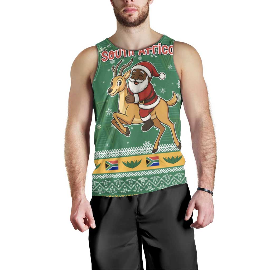 South Africa Christmas Men Tank Top Santa Reindeer and Africa Map - Wonder Print Shop