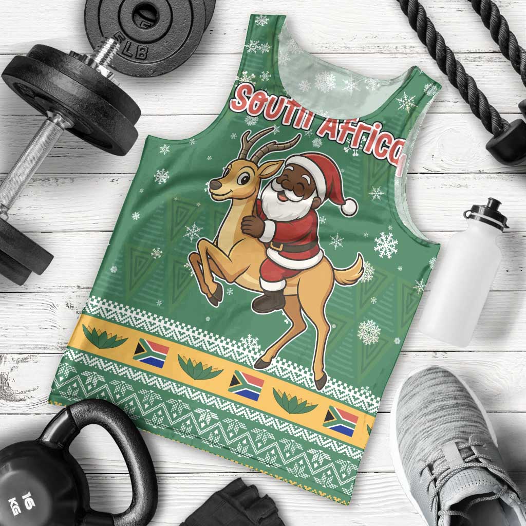 South Africa Christmas Men Tank Top Santa Reindeer and Africa Map - Wonder Print Shop