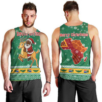 South Africa Christmas Men Tank Top Santa Reindeer and Africa Map - Wonder Print Shop