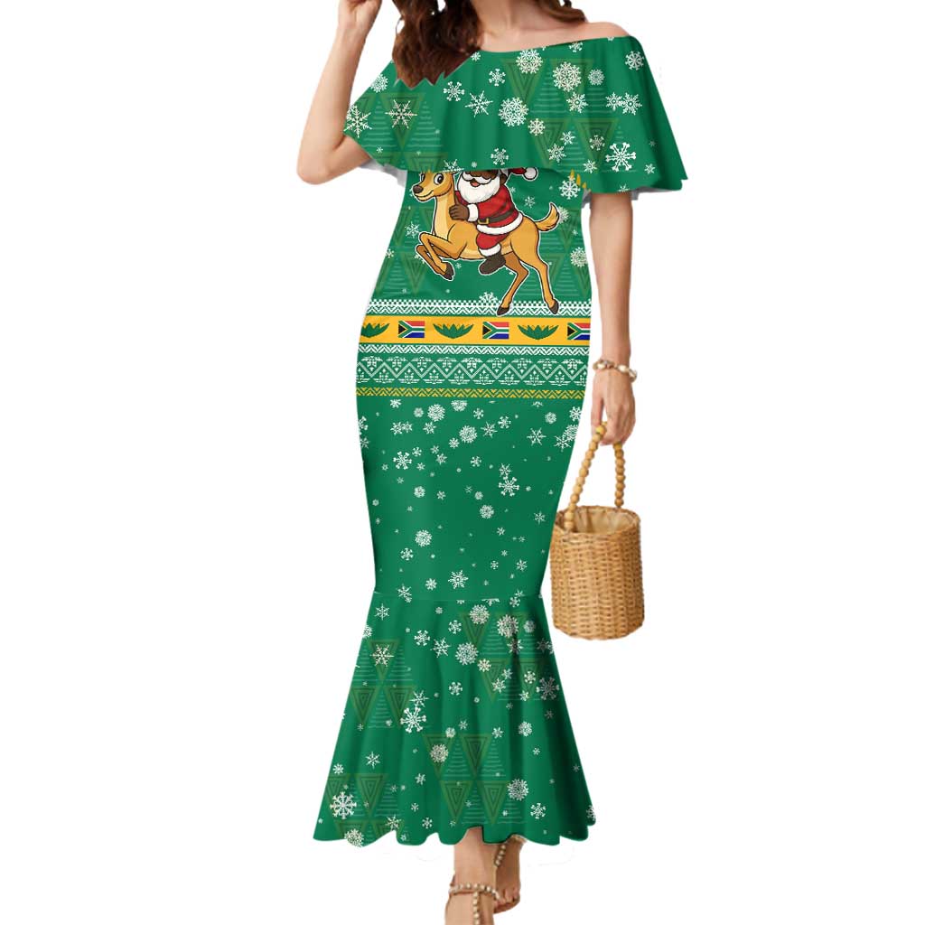 South Africa Christmas Mermaid Dress Santa Reindeer and Africa Map - Wonder Print Shop