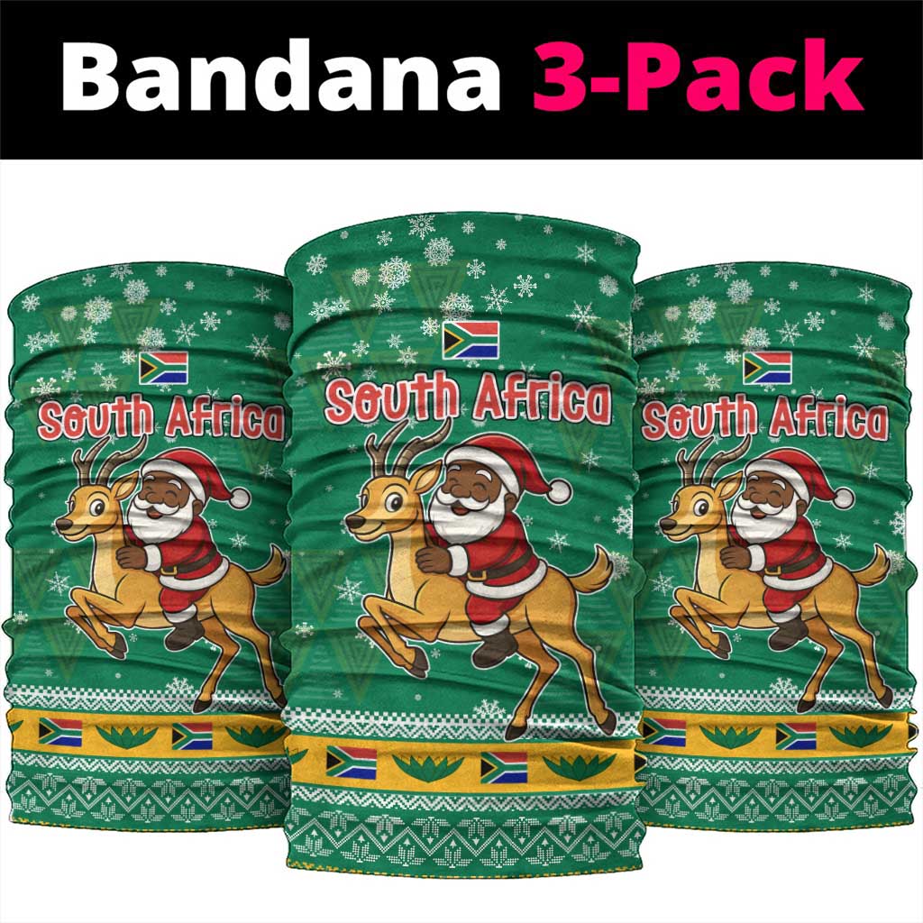 South Africa Christmas Neck Gaiter Santa Reindeer and Africa Map - Wonder Print Shop