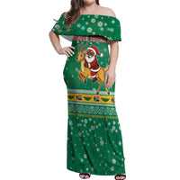 South Africa Christmas Off Shoulder Maxi Dress Santa Reindeer and Africa Map - Wonder Print Shop