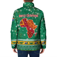South Africa Christmas Padded Jacket Santa Reindeer and Africa Map - Wonder Print Shop