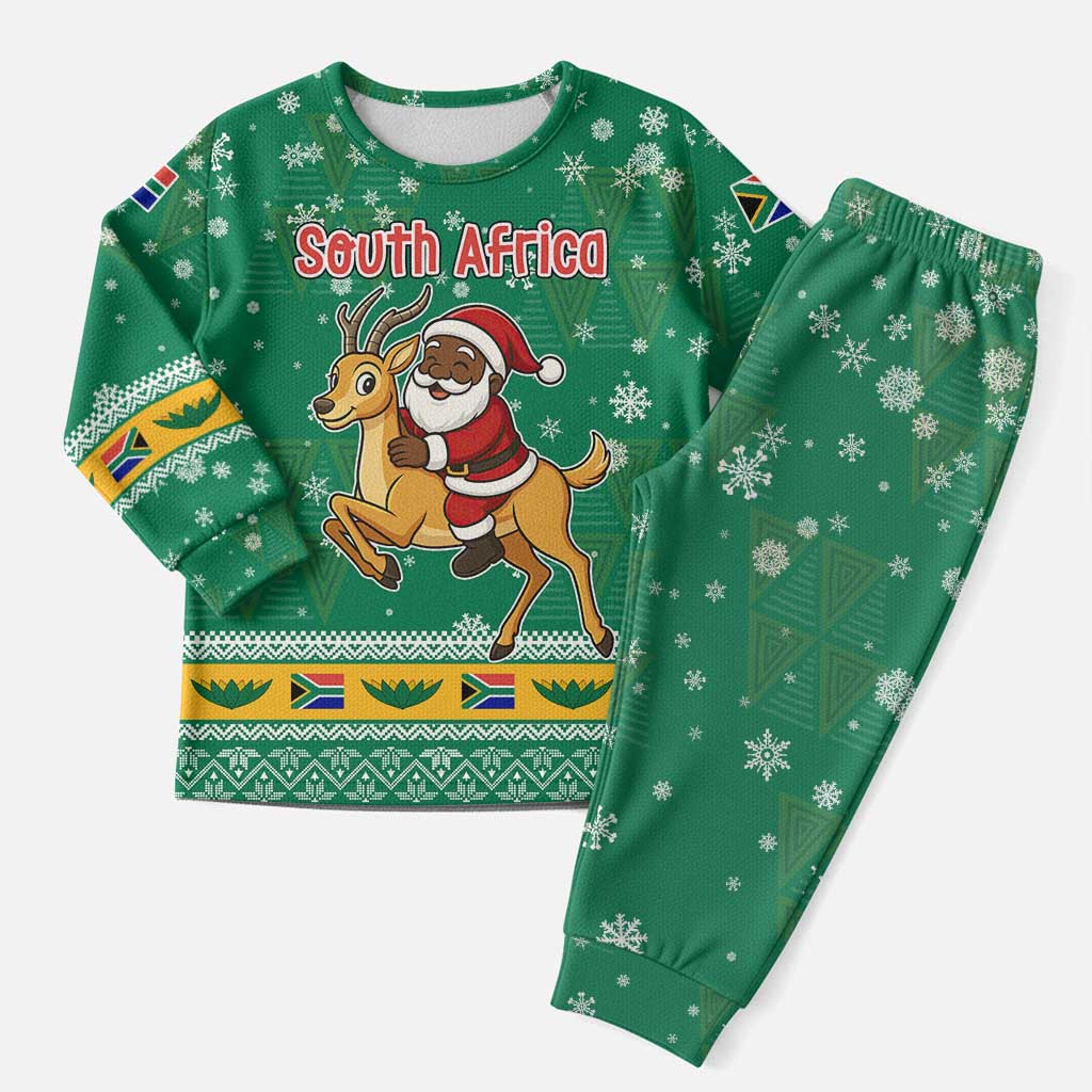South Africa Christmas Pajama Set Santa Reindeer and Africa Map - Wonder Print Shop