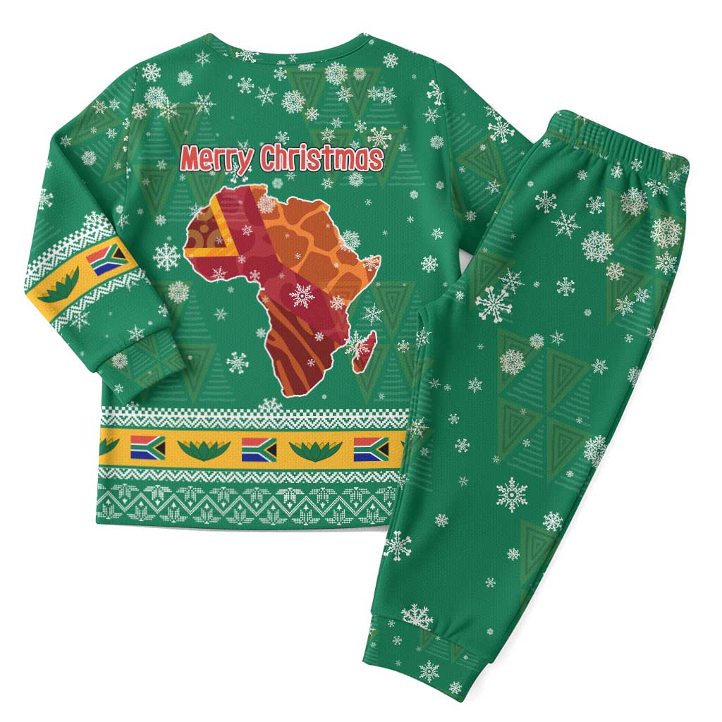 South Africa Christmas Pajama Set Santa Reindeer and Africa Map - Wonder Print Shop