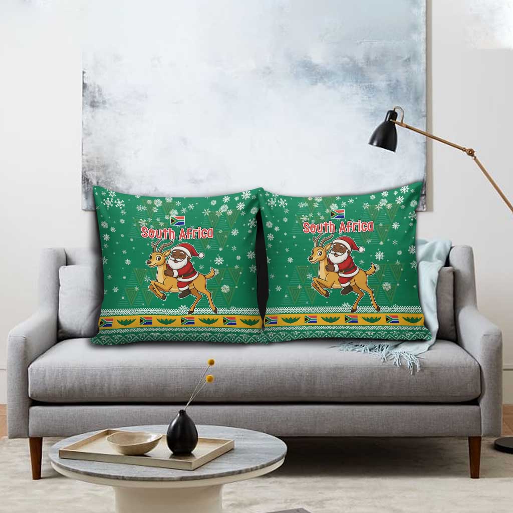 South Africa Christmas Pillow Cover Santa Reindeer and Africa Map - Wonder Print Shop