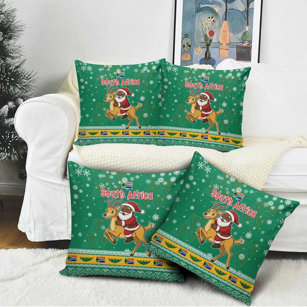 South Africa Christmas Pillow Cover Santa Reindeer and Africa Map - Wonder Print Shop