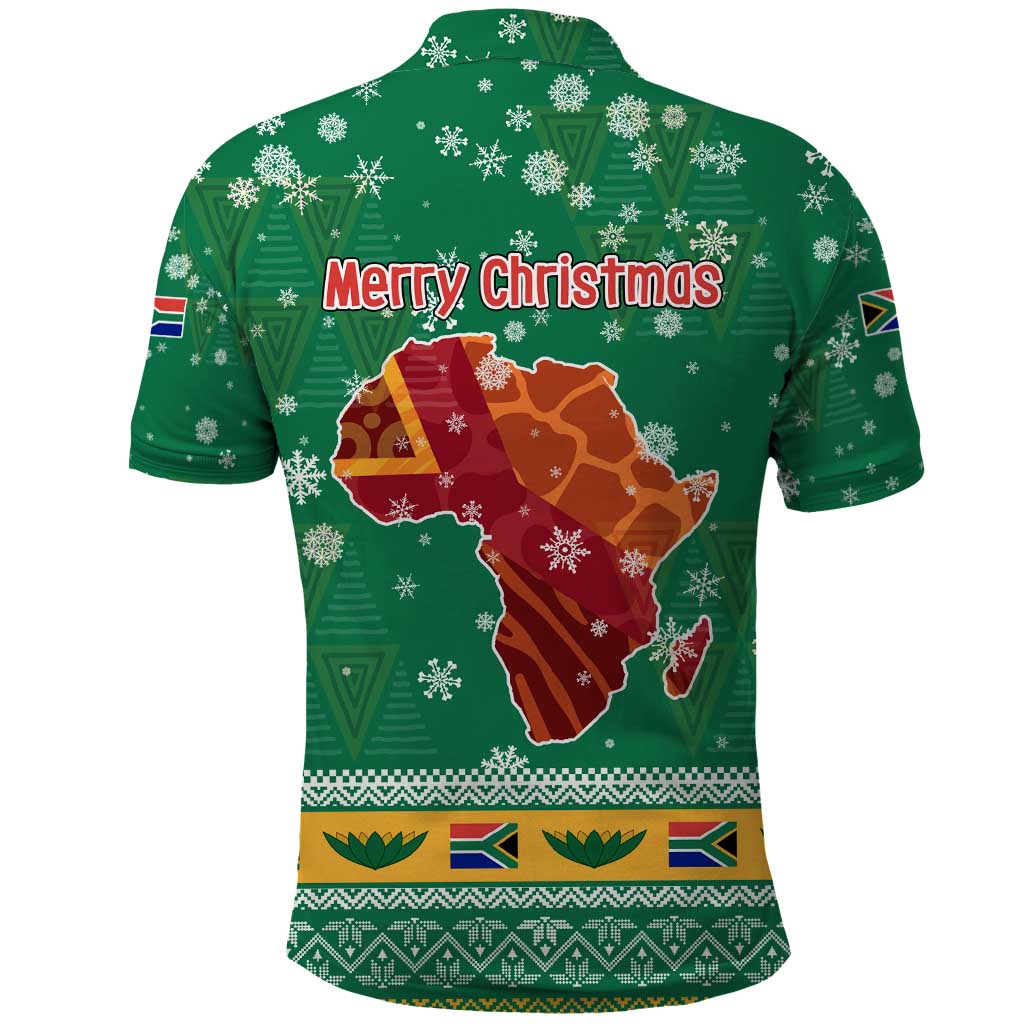 South Africa Christmas Polo Shirt Santa Reindeer and Africa Map - Wonder Print Shop