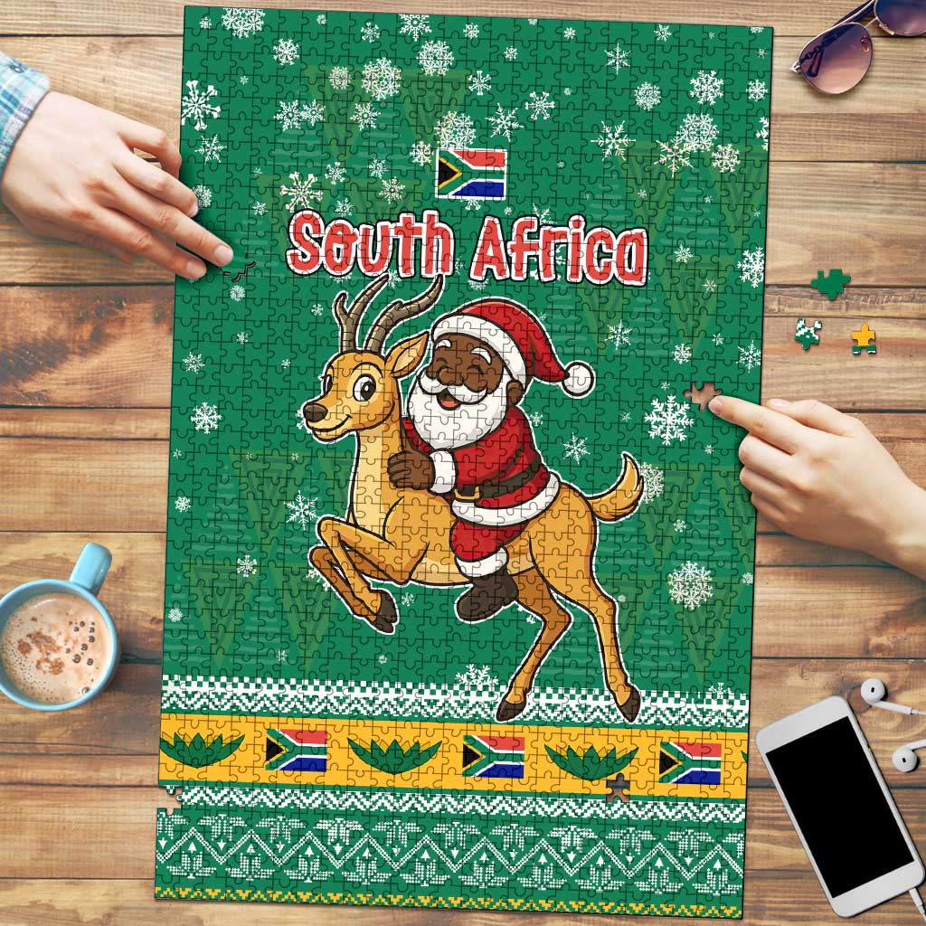 South Africa Christmas Puzzle Santa Reindeer and Africa Map - Wonder Print Shop