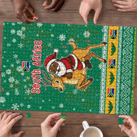 South Africa Christmas Puzzle Santa Reindeer and Africa Map - Wonder Print Shop