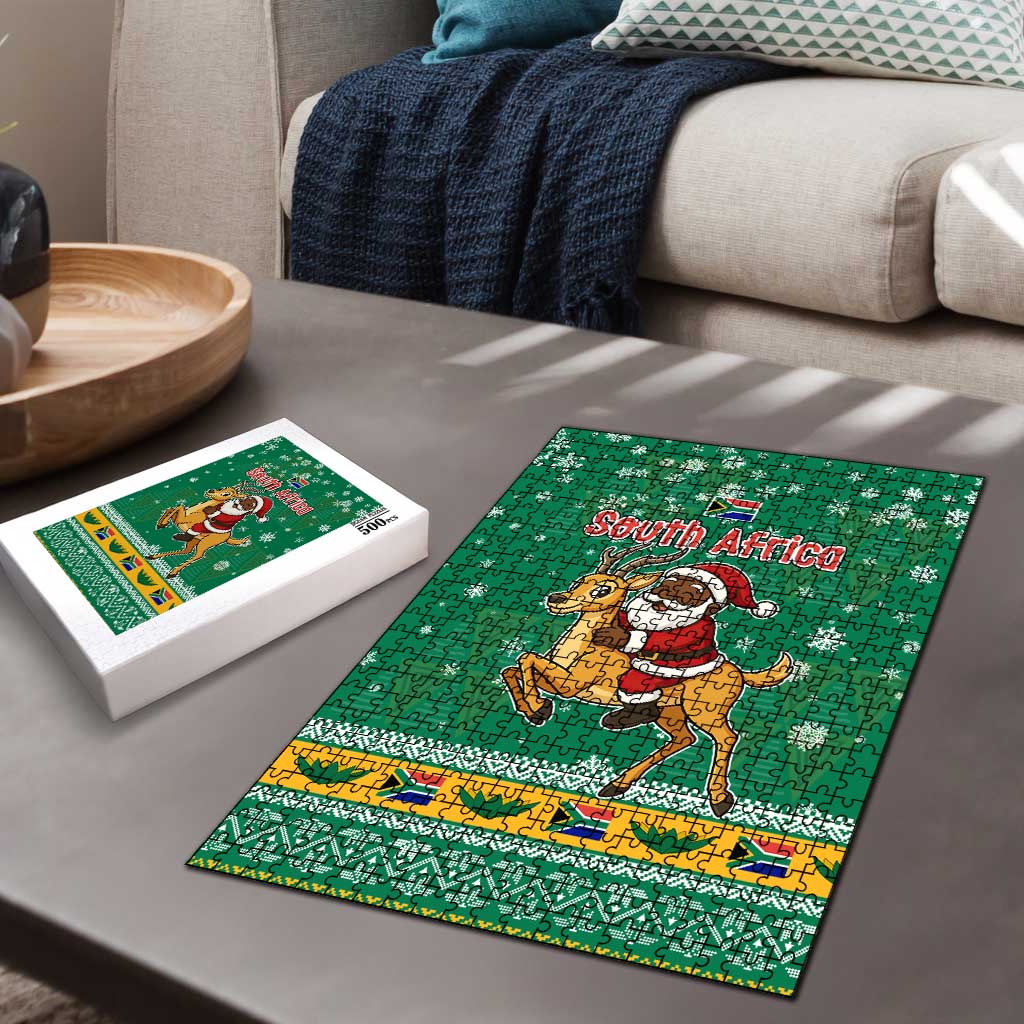 South Africa Christmas Puzzle Santa Reindeer and Africa Map - Wonder Print Shop