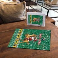 South Africa Christmas Puzzle Santa Reindeer and Africa Map - Wonder Print Shop