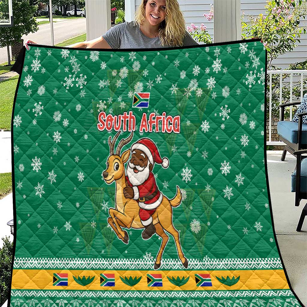 South Africa Christmas Quilt Santa Reindeer and Africa Map - Wonder Print Shop