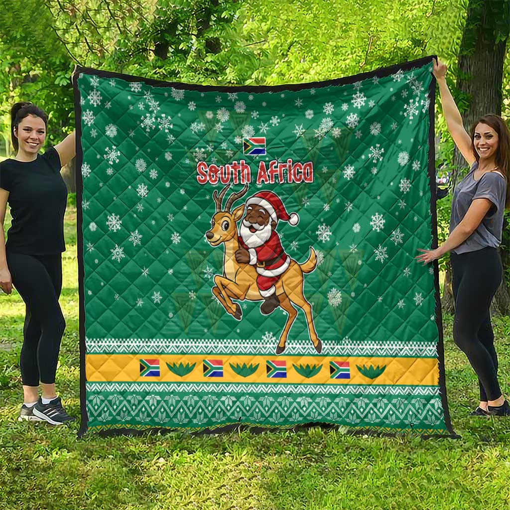 South Africa Christmas Quilt Santa Reindeer and Africa Map - Wonder Print Shop