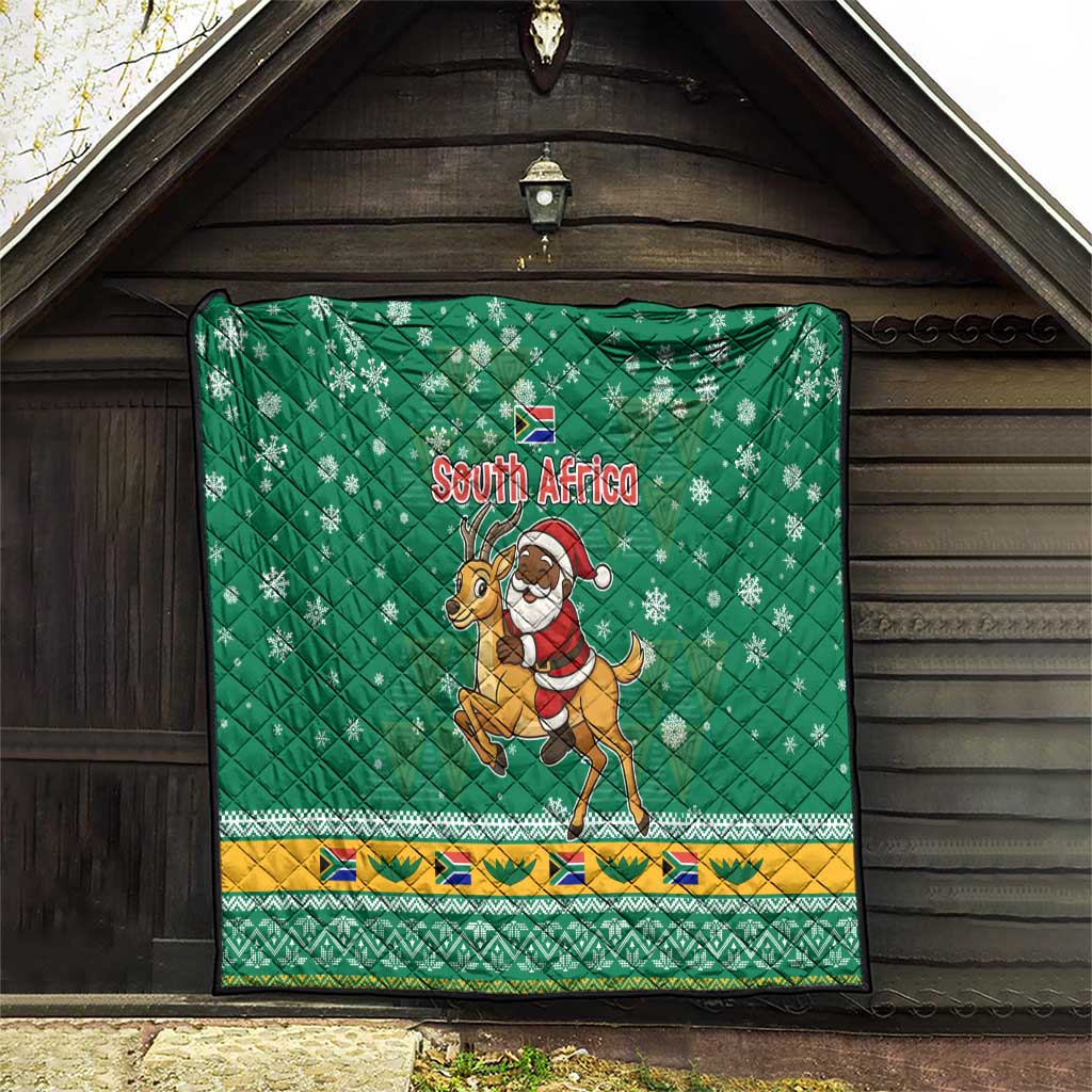 South Africa Christmas Quilt Santa Reindeer and Africa Map - Wonder Print Shop