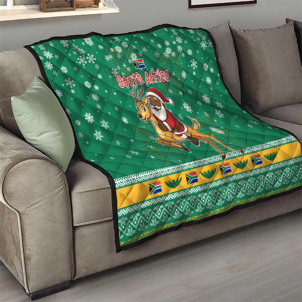 South Africa Christmas Quilt Santa Reindeer and Africa Map - Wonder Print Shop