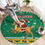 South Africa Christmas Round Carpet Santa Reindeer and Africa Map - Wonder Print Shop