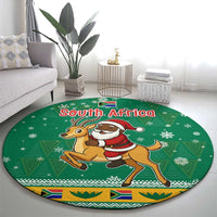 South Africa Christmas Round Carpet Santa Reindeer and Africa Map - Wonder Print Shop
