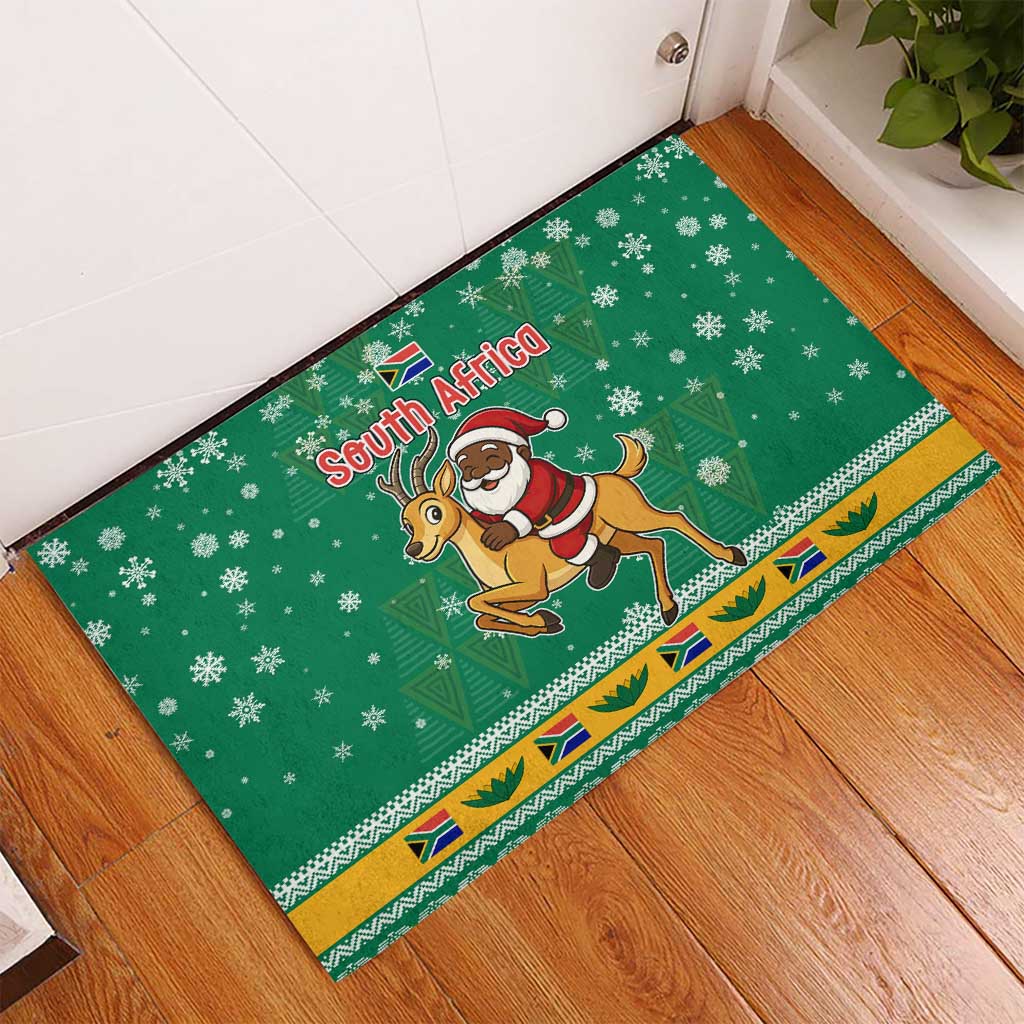 South Africa Christmas Rubber Doormat Santa Reindeer and Africa Map - Wonder Print Shop