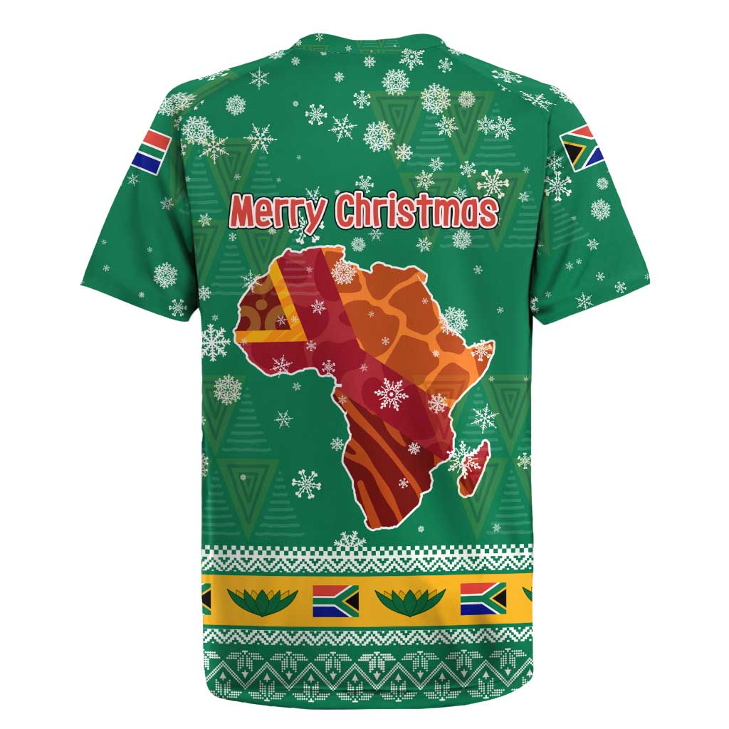 South Africa Christmas Rugby Jersey Santa Reindeer and Africa Map - Wonder Print Shop