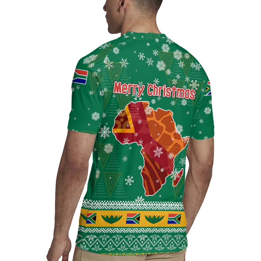 South Africa Christmas Rugby Jersey Santa Reindeer and Africa Map - Wonder Print Shop