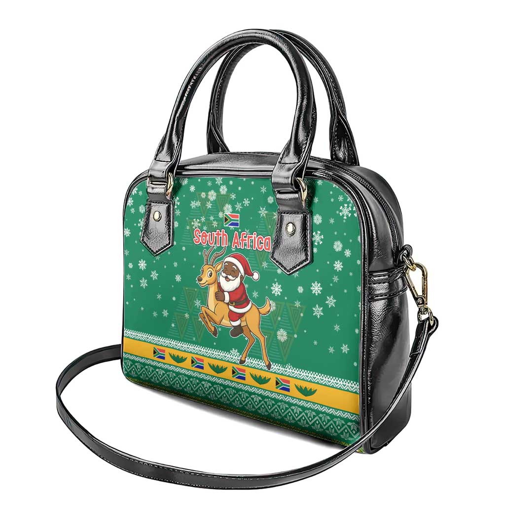 South Africa Christmas Shoulder Handbag Santa Reindeer and Africa Map - Wonder Print Shop