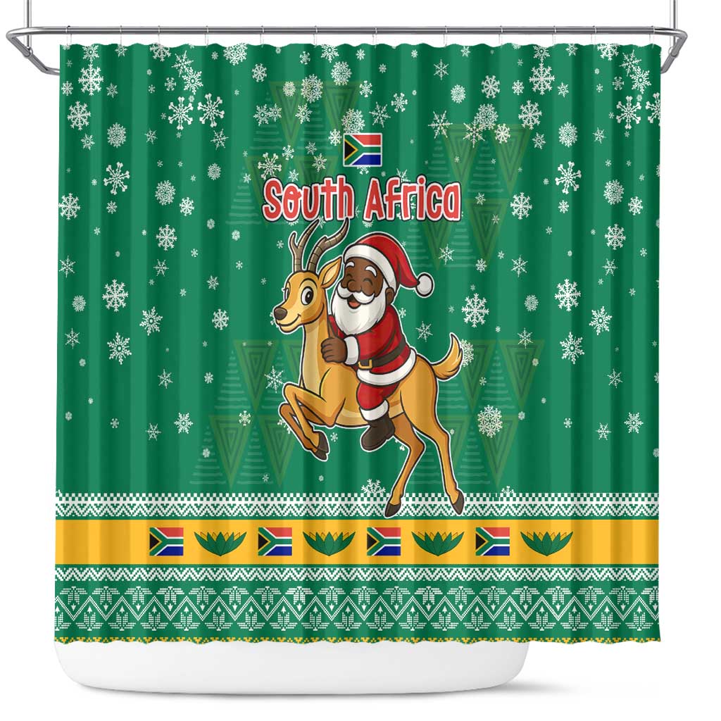 South Africa Christmas Shower Curtain Santa Reindeer and Africa Map - Wonder Print Shop