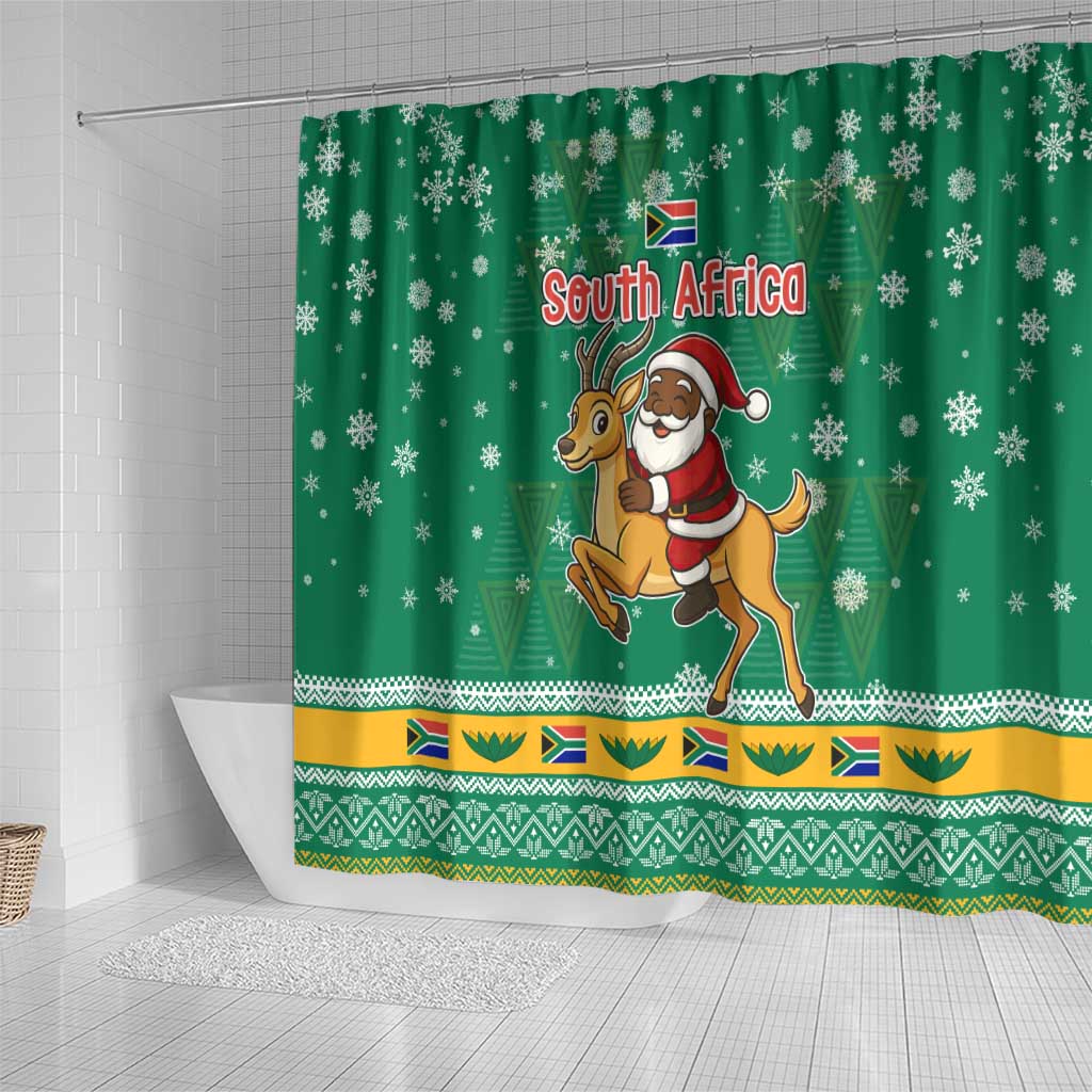South Africa Christmas Shower Curtain Santa Reindeer and Africa Map - Wonder Print Shop