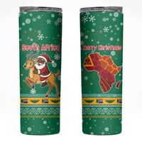 South Africa Christmas Skinny Tumbler Santa Reindeer and Africa Map - Wonder Print Shop