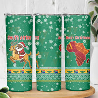 South Africa Christmas Skinny Tumbler Santa Reindeer and Africa Map - Wonder Print Shop