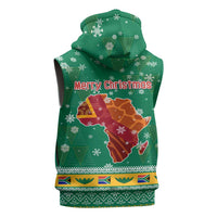 South Africa Christmas Sleeveless Hoodie Santa Reindeer and Africa Map - Wonder Print Shop