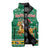 South Africa Christmas Sleeveless Puffer Jacket Santa Reindeer and Africa Map - Wonder Print Shop