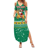South Africa Christmas Summer Maxi Dress Santa Reindeer and Africa Map - Wonder Print Shop