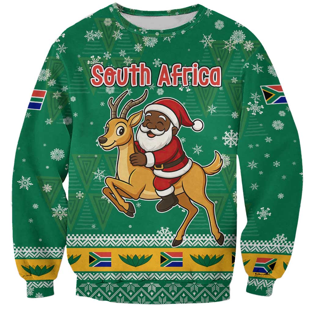 South Africa Christmas Sweatshirt Santa Reindeer and Africa Map - Wonder Print Shop