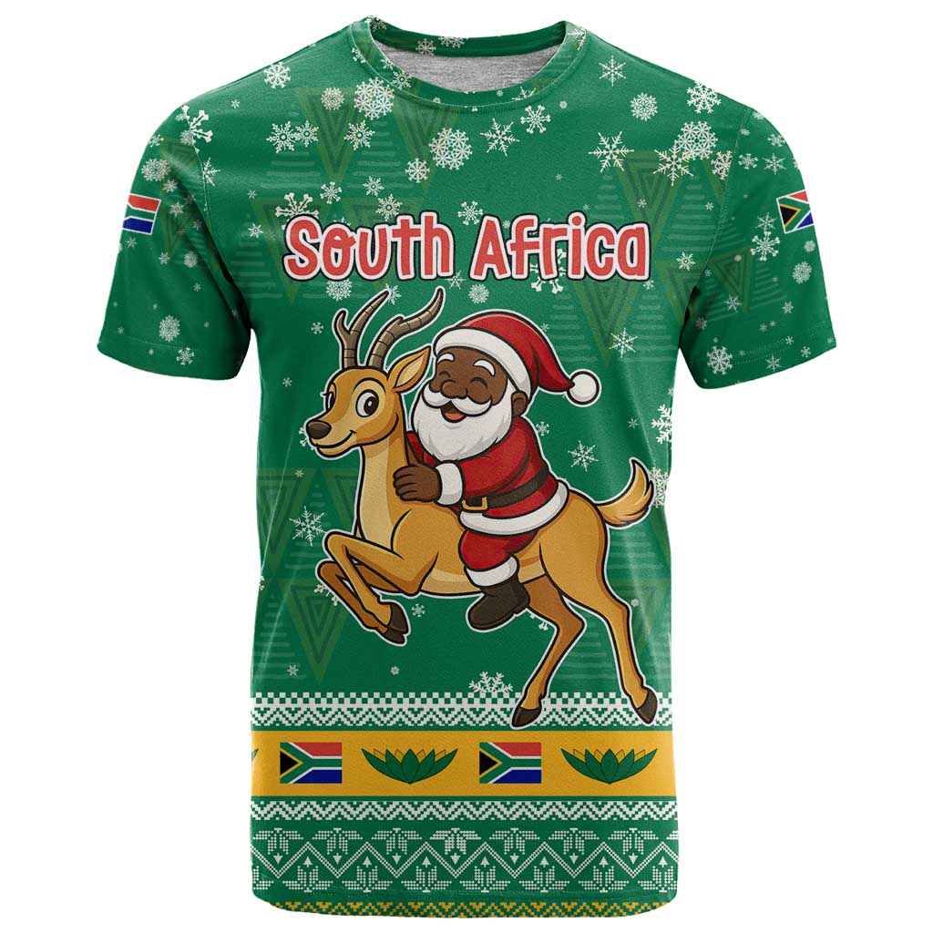 South Africa Christmas T Shirt Santa Reindeer and Africa Map - Wonder Print Shop