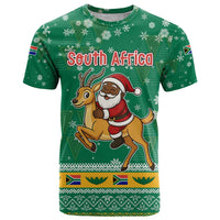 South Africa Christmas T Shirt Santa Reindeer and Africa Map - Wonder Print Shop