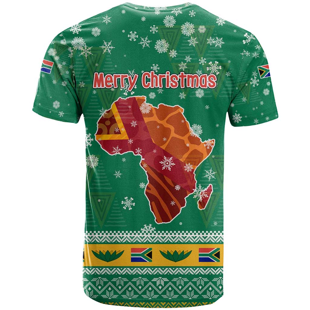 South Africa Christmas T Shirt Santa Reindeer and Africa Map - Wonder Print Shop