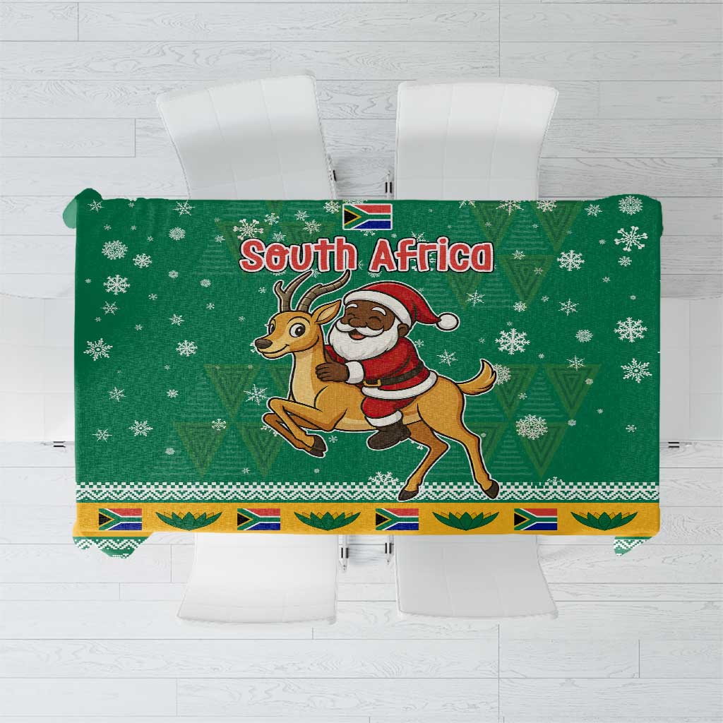 South Africa Christmas Tablecloth Santa Reindeer and Africa Map - Wonder Print Shop