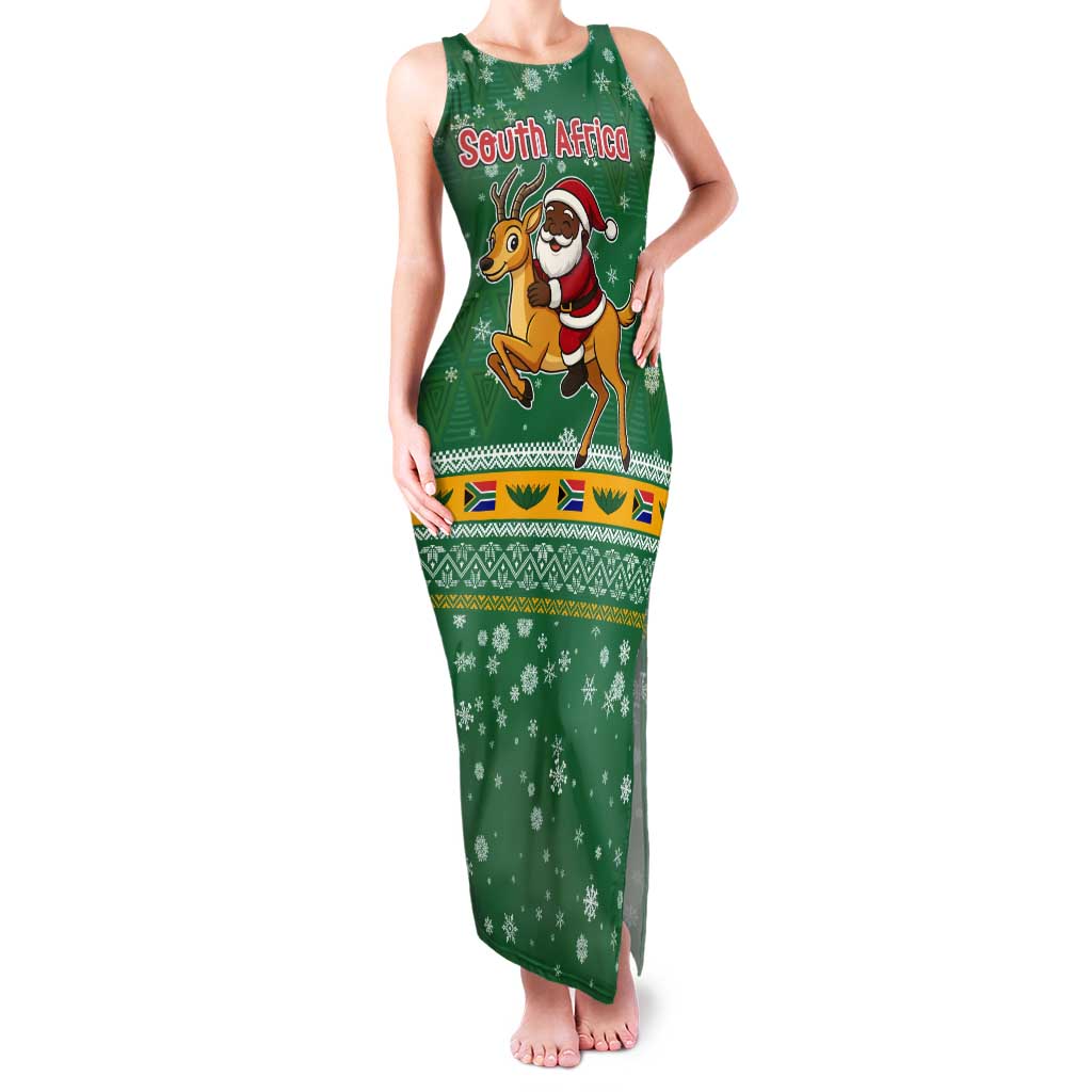 South Africa Christmas Tank Maxi Dress Santa Reindeer and Africa Map - Wonder Print Shop