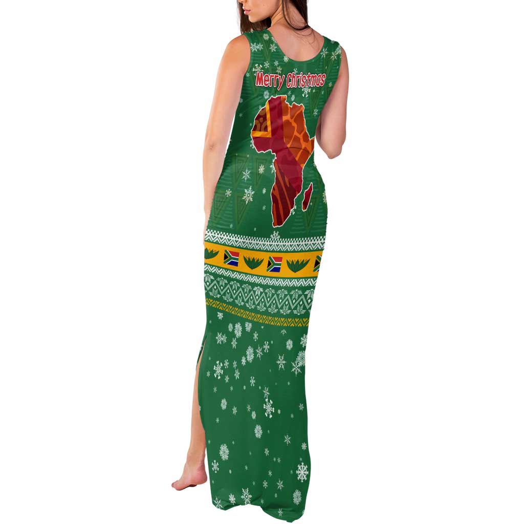 South Africa Christmas Tank Maxi Dress Santa Reindeer and Africa Map - Wonder Print Shop