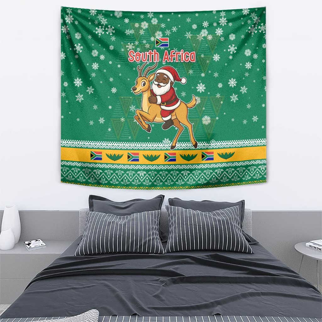 South Africa Christmas Tapestry Santa Reindeer and Africa Map - Wonder Print Shop