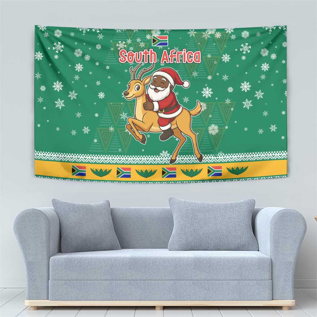 South Africa Christmas Tapestry Santa Reindeer and Africa Map - Wonder Print Shop