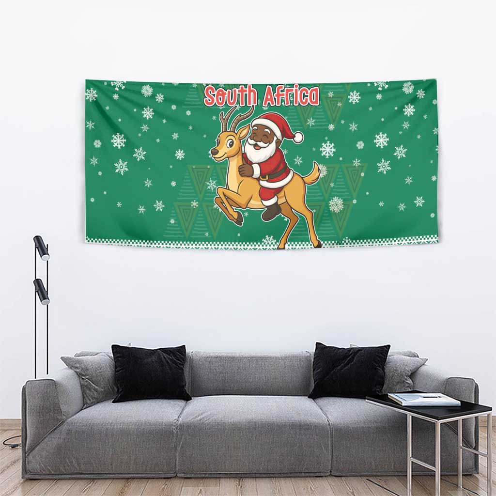 South Africa Christmas Tapestry Santa Reindeer and Africa Map - Wonder Print Shop