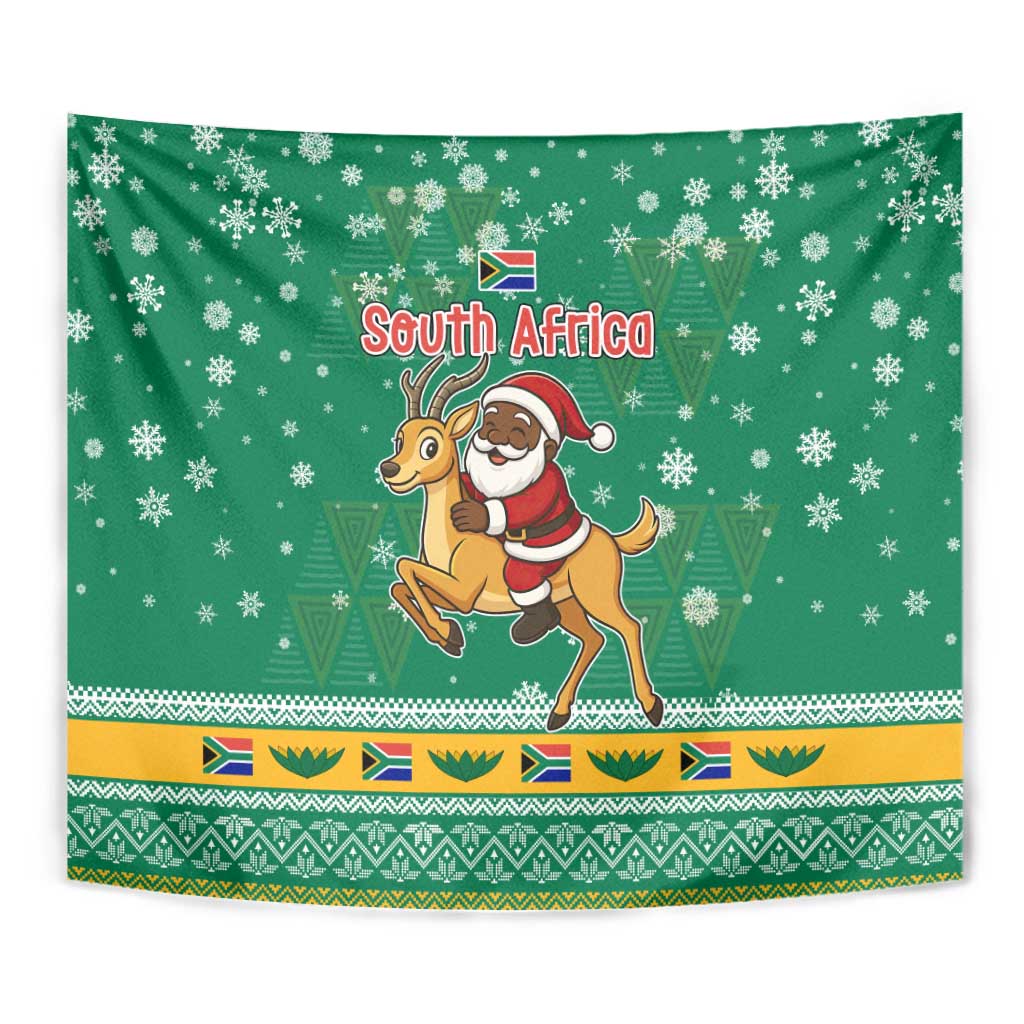 South Africa Christmas Tapestry Santa Reindeer and Africa Map - Wonder Print Shop