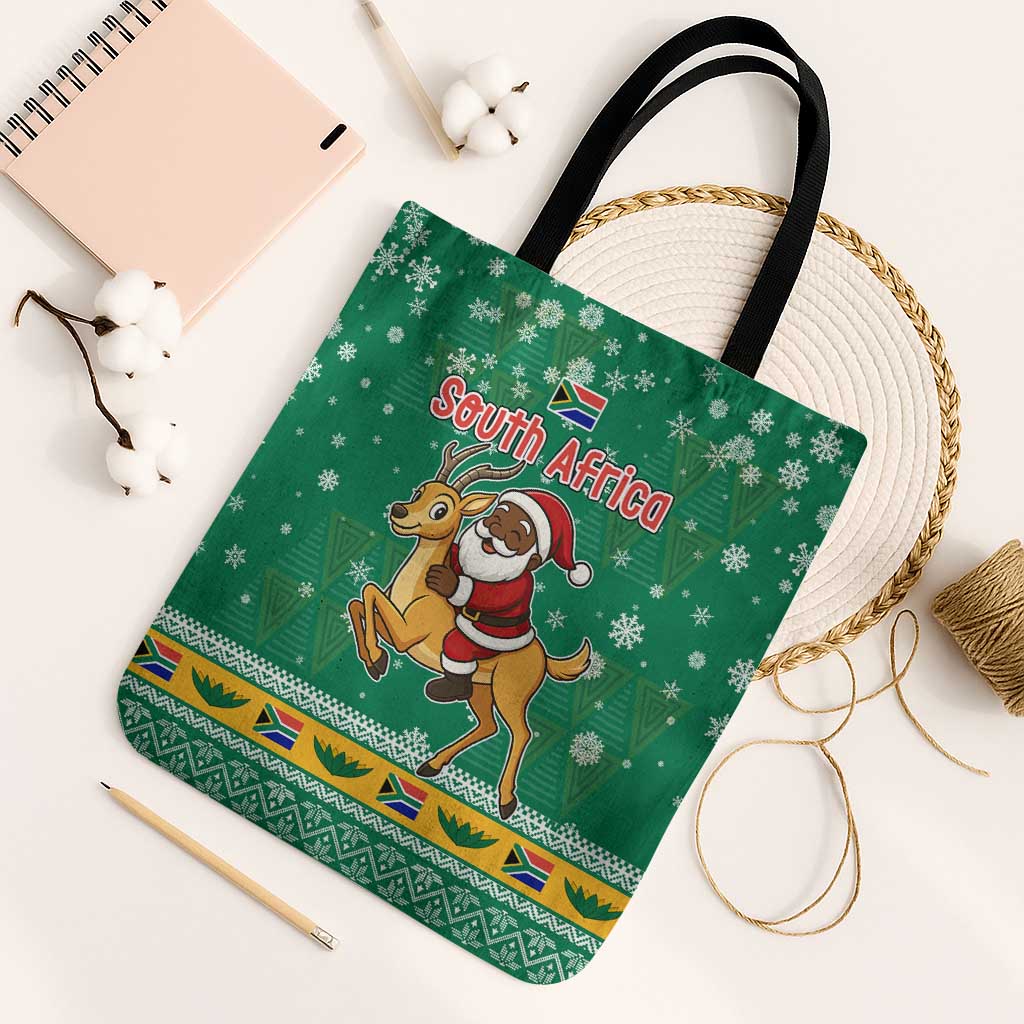 South Africa Christmas Tote Bag Santa Reindeer and Africa Map - Wonder Print Shop
