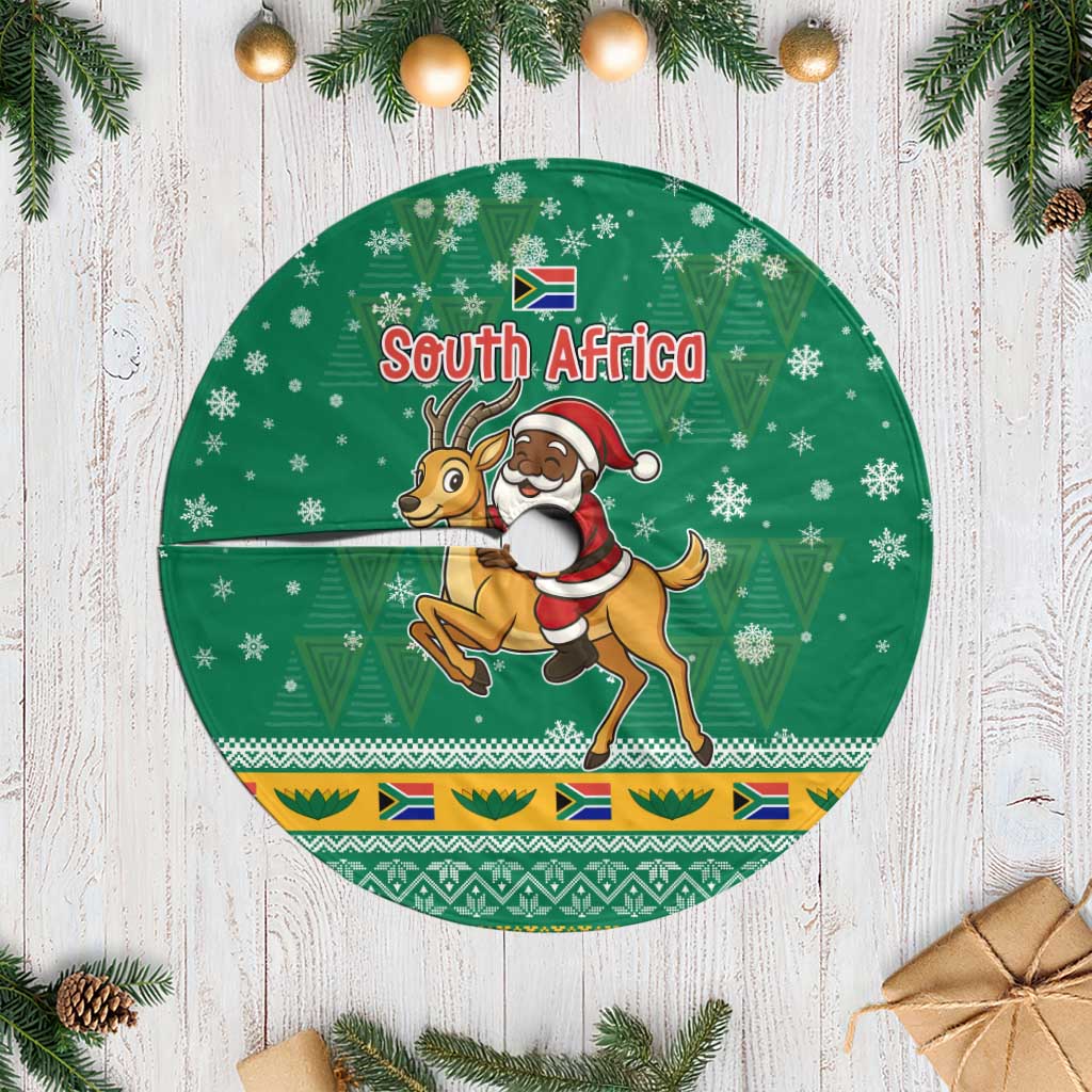 South Africa Christmas Tree Skirt Santa Reindeer and Africa Map - Wonder Print Shop
