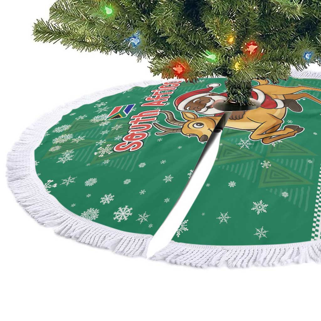 South Africa Christmas Tree Skirt Santa Reindeer and Africa Map - Wonder Print Shop
